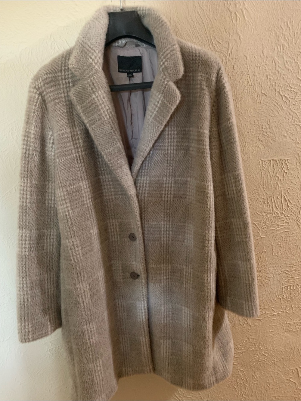 Banana Republic Beige Plaid Wool Blend Womens Car Coat